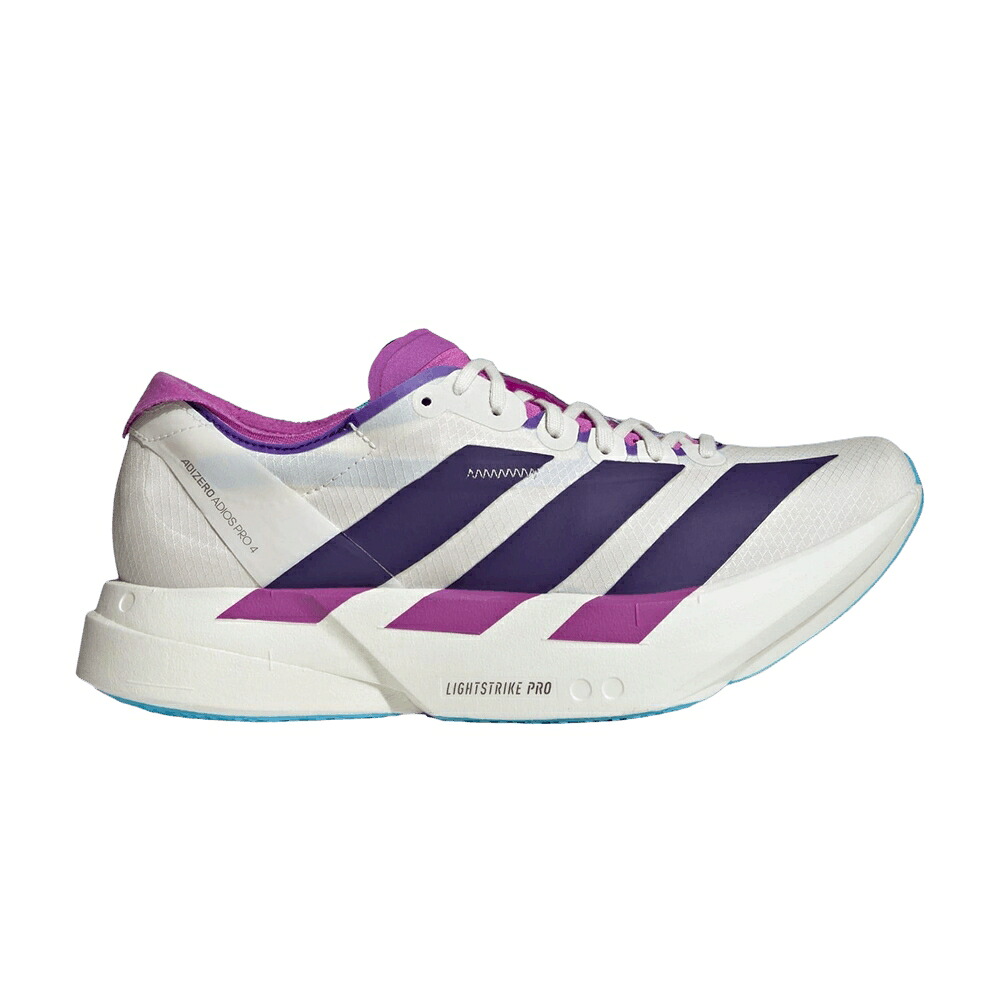アディダス アディゼロ アディオス プロ 紫 パープル コア 白色 ホワイト 'WHITE BLUE' スニーカー レディース ADIDAS WMNS ADIZERO ADIOS PRO 4 COLLEGIATE PURPLE SEMI / CORE WHITE COLLEGIATE PURPLE｜スニケス