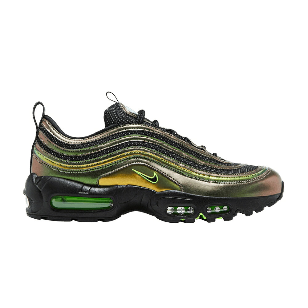 ナイキ マックス オレゴン 黒色 ブラック 緑 グリーン エアマックス 'UNIVERSITY STORM' スニーカー メンズ NIKE AIR MAX 95/97 OF OREGON - PE / MULTI BLACK BLACK ELECTRIC GREEN｜スニケス