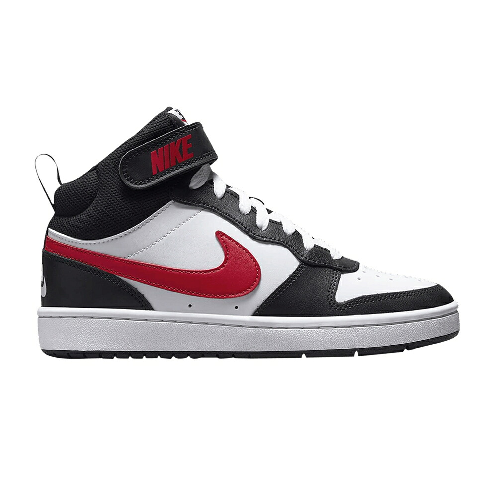 ナイキ コート ミッド 黒色 ブラック 白色 ホワイト 赤 レッド コートバーロウ 'WHITE RED' ジュニア キッズ NIKE COURT BOROUGH MID 2 GS BLACK UNIVERSITY / WHITE WHITE BLACK UNIVERSITY RED ベビー マタニティ|スニケス