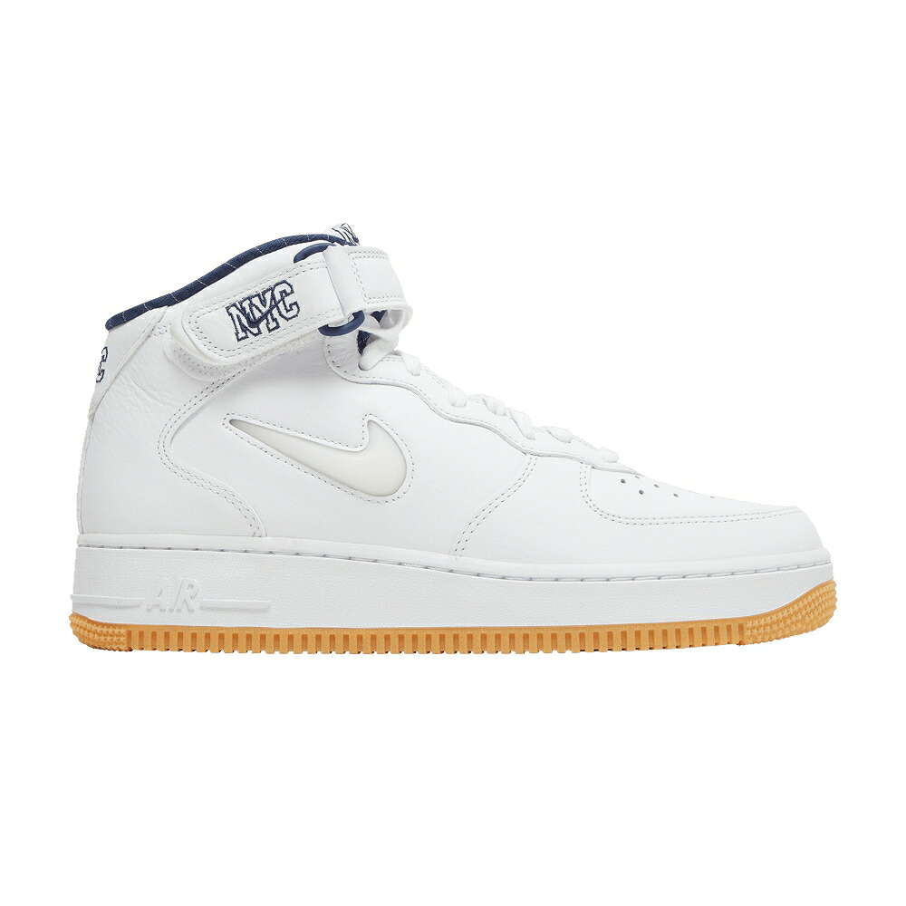 ナイキ ミッド 白いこと 白いこと 紺色 米国海軍 空軍 \u0027NYC YANKEES\u0027 スニーカー メンズ NIKE AIR FORCE 1 MID JEWEL QS - / WHITE WHITE MIDNIGHT NAVY GUM