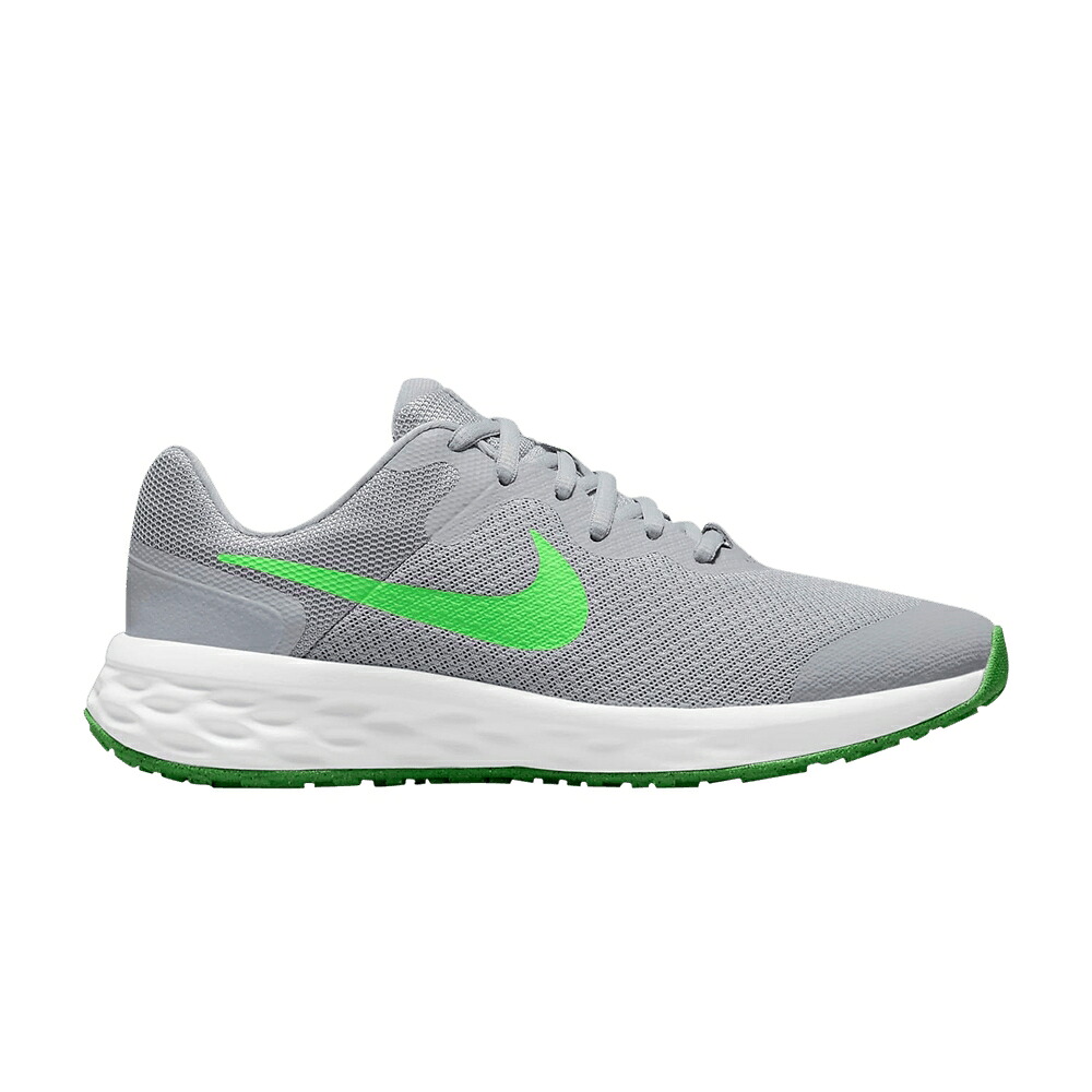 ナイキ レボリューション 灰色 グレー 緑 グリーン 'LIGHT STRIKE' ジュニア キッズ NIKE REVOLUTION 6 GS SMOKE GREY GREEN / LIGHT SMOKE GREY DARK SMOKE GREY ベビー マタニティ スニーカー｜スニケス