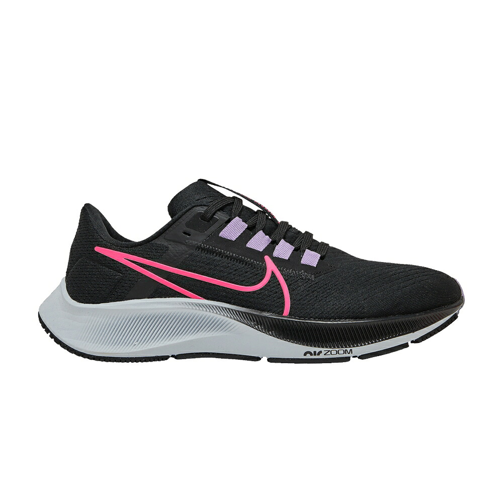ナイキ ズーム ペガサス 黒色 ブラック ピュア プラチナム ズームペガサス 'BLACK PINK' スニーカー レディース NIKE WMNS AIR ZOOM PEGASUS 38 HYPER / BLACK LILAC PURE PLATINUM HYPER