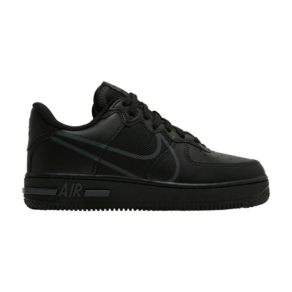 ナイキ リアクト 黒色 ブラック エアフォース 'BLACK' ジュニア キッズ NIKE AIR FORCE 1 REACT GS / BLACK ANTHRACITE ベビー マタニティ スニーカー｜スニケス