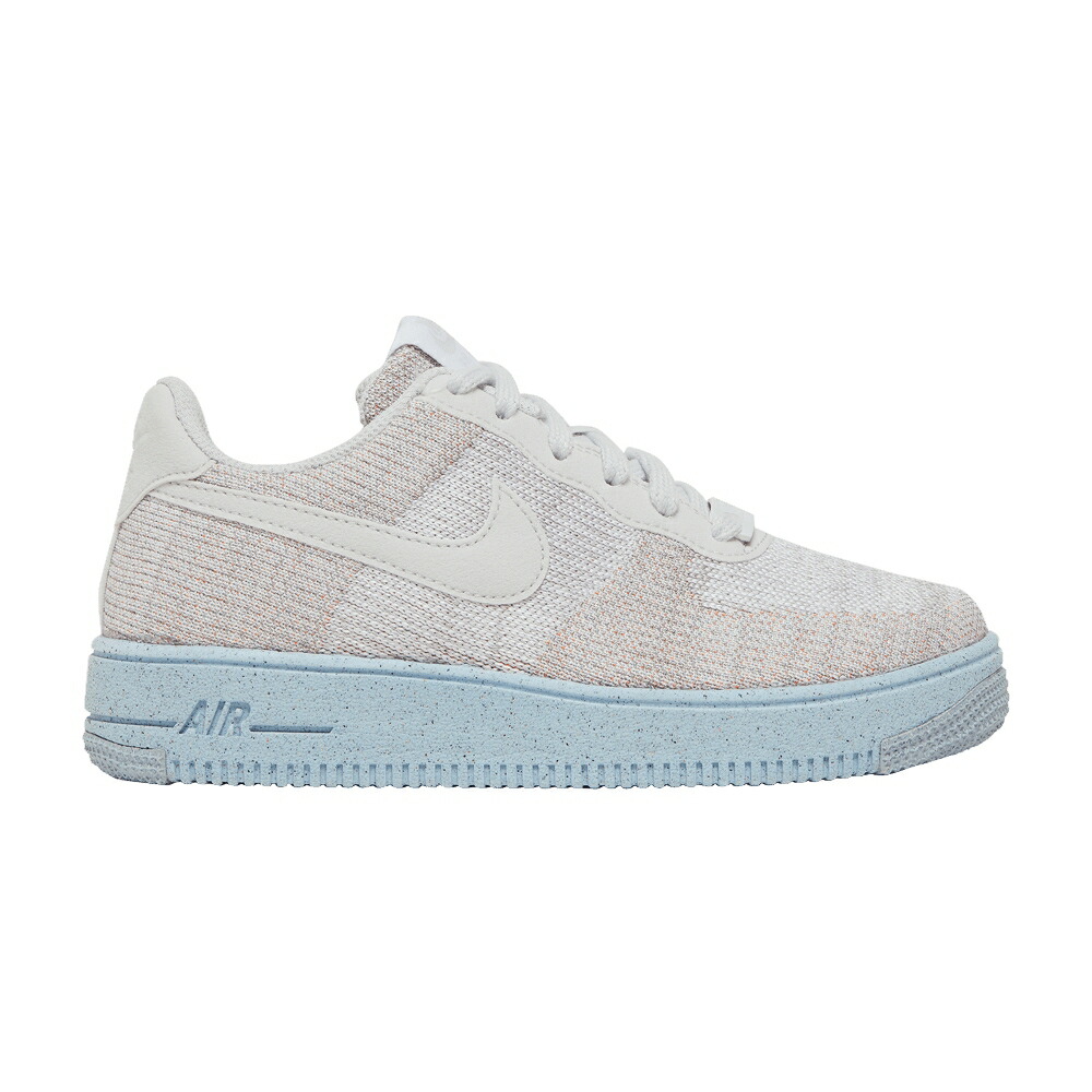 ナイキ フライニット 白色 ホワイト 青色 ブルー 黒色 ブラック エアフォース 'WHITE BLUE' ジュニア キッズ NIKE AIR FORCE 1 CRATER FLYKNIT GS CHAMBRAY / WHITE CHAMBRAY BLUE VOLT BLACK ベビー マタニティ ス