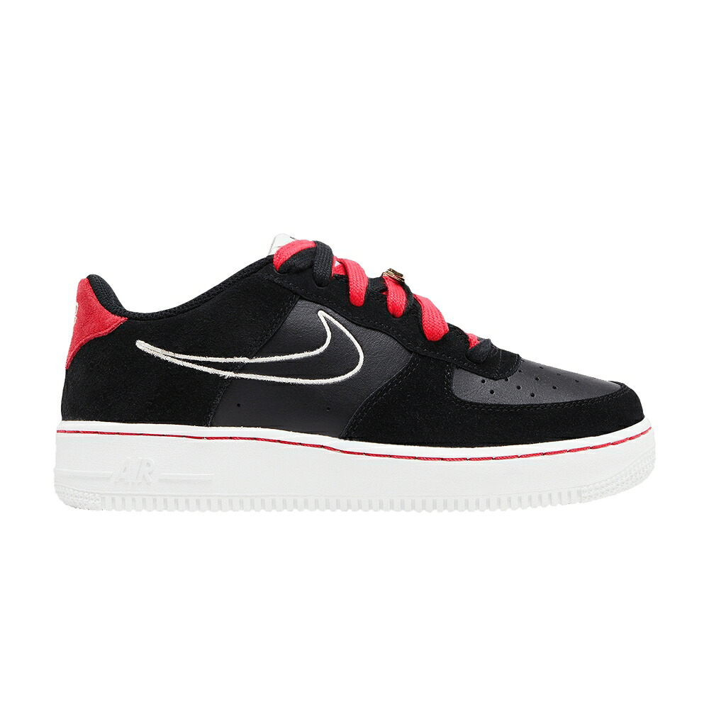 ナイキ 黒色 ブラック 白色 ホワイト エアフォース 'BRED' ジュニア キッズ NIKE AIR FORCE 1 LV8 S50 GS / BLACK VERY BERRY WHITE SAIL ベビー マタニティ スニーカー｜スニケス