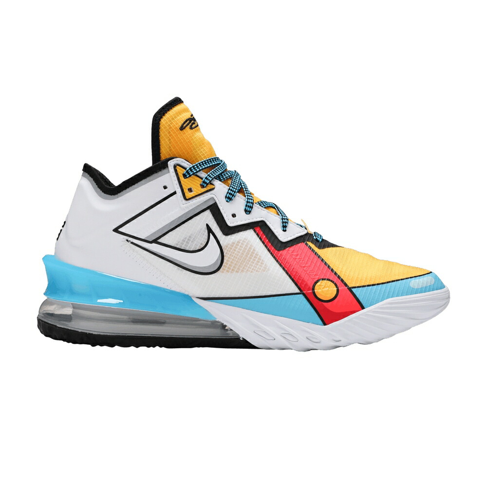ナイキ レブロン 白色 ホワイト 黒色 ブラック 青色 ブルー 'STEWIE' スニーカー メンズ NIKE LEBRON 18 LOW / WHITE WHITE BLACK BALTIC BLUE