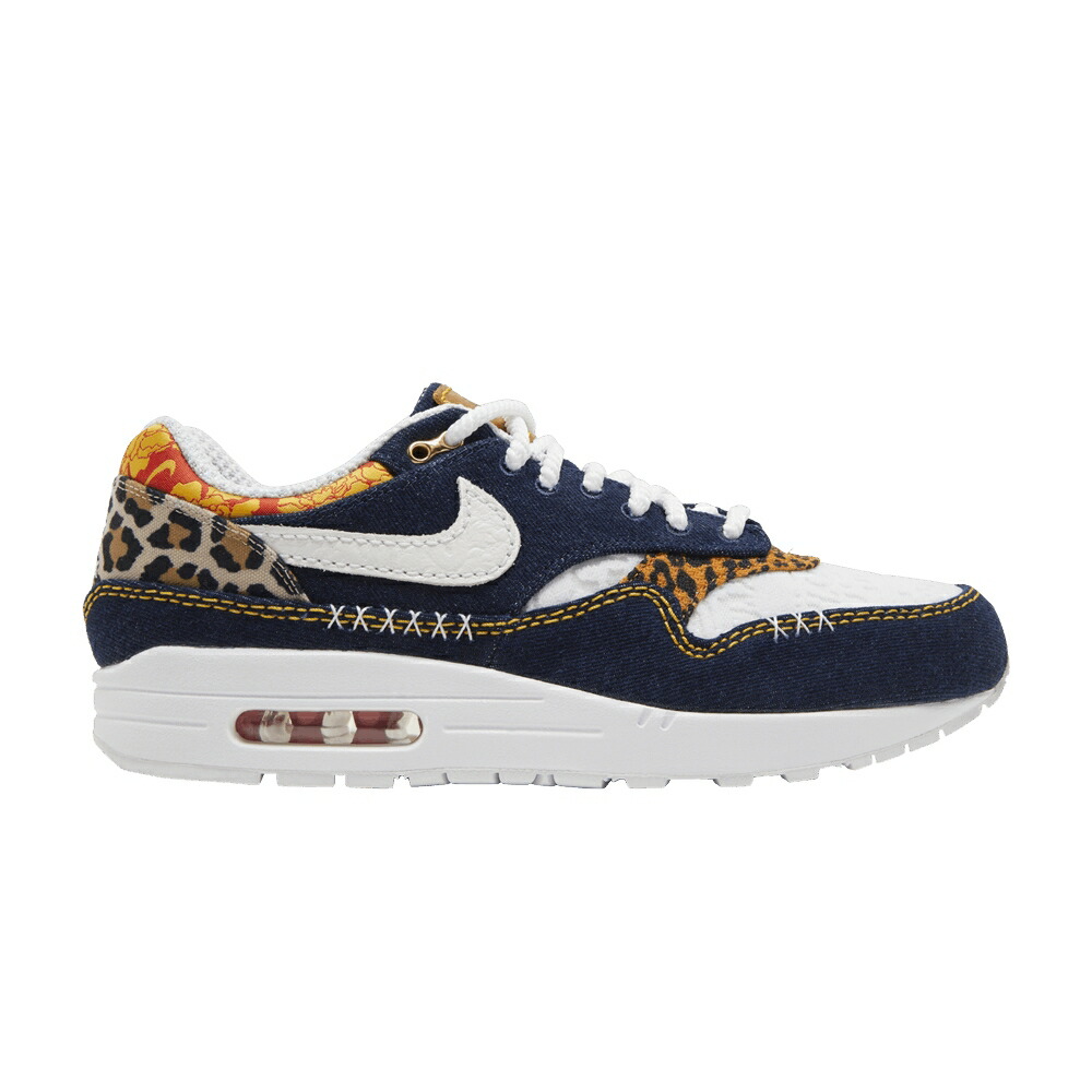 ナイキ マックス プレミアム 青色 ブルー 赤 レッド エアマックス DENIM LEOPARD スニーカー メンズ NIKE AIR MAX 1 PREMIUM / WASHED DARK BLUE PICANTE RED