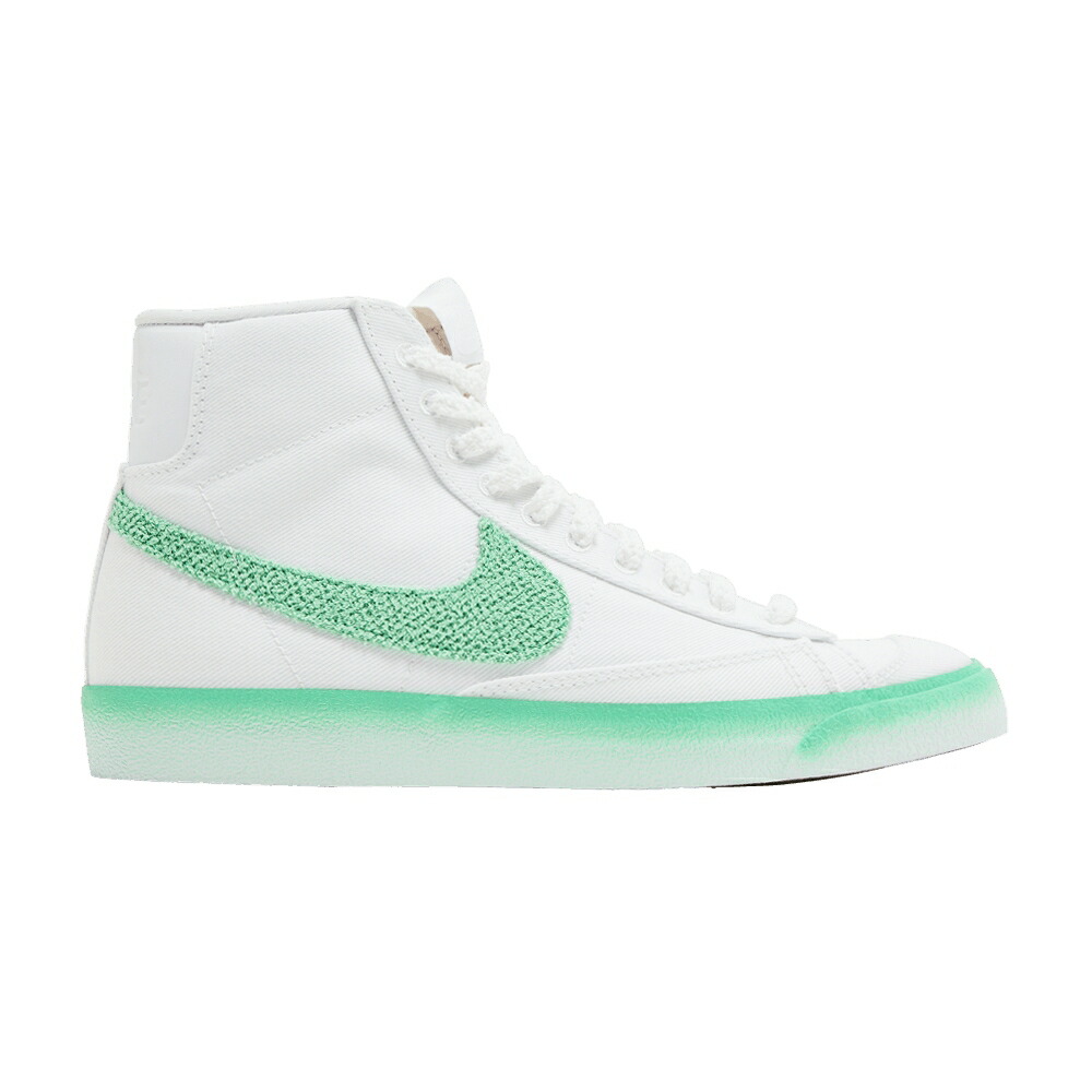 ナイキ ブレイザー ミッド スウッシュ スウォッシュ 緑 グリーン 白色 ホワイト '77 'CHENILLE FADE' スニーカー レディース NIKE WMNS BLAZER MID SWOOSH - GREEN / WHITE BARELY GREEN GUM LIGHT｜スニケス