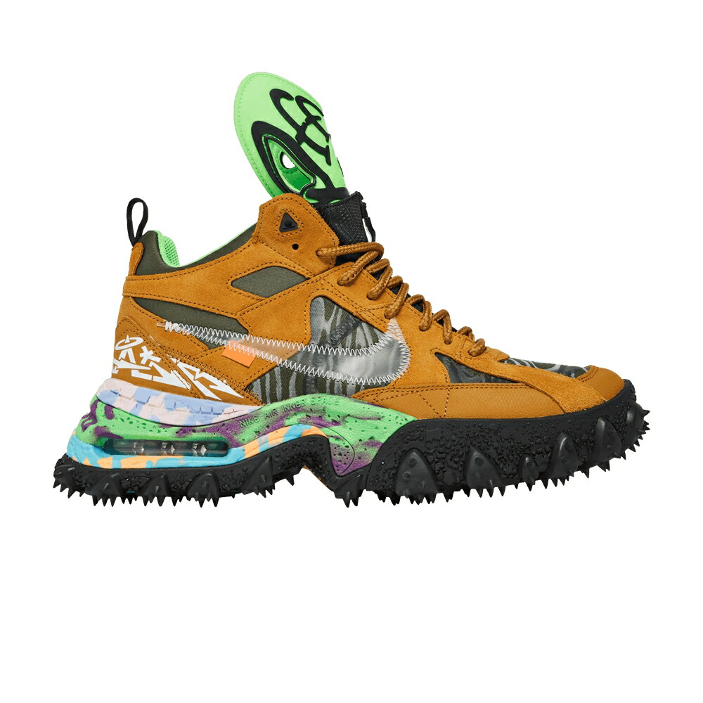 ナイキ オフホワイト ウィート 黒色 ブラック 緑 グリーン ストライク WHEAT スニーカー メンズ NIKE OFF-WHITE X AIR TERRA FORMA / WHEAT BLACK GREEN STRIKE