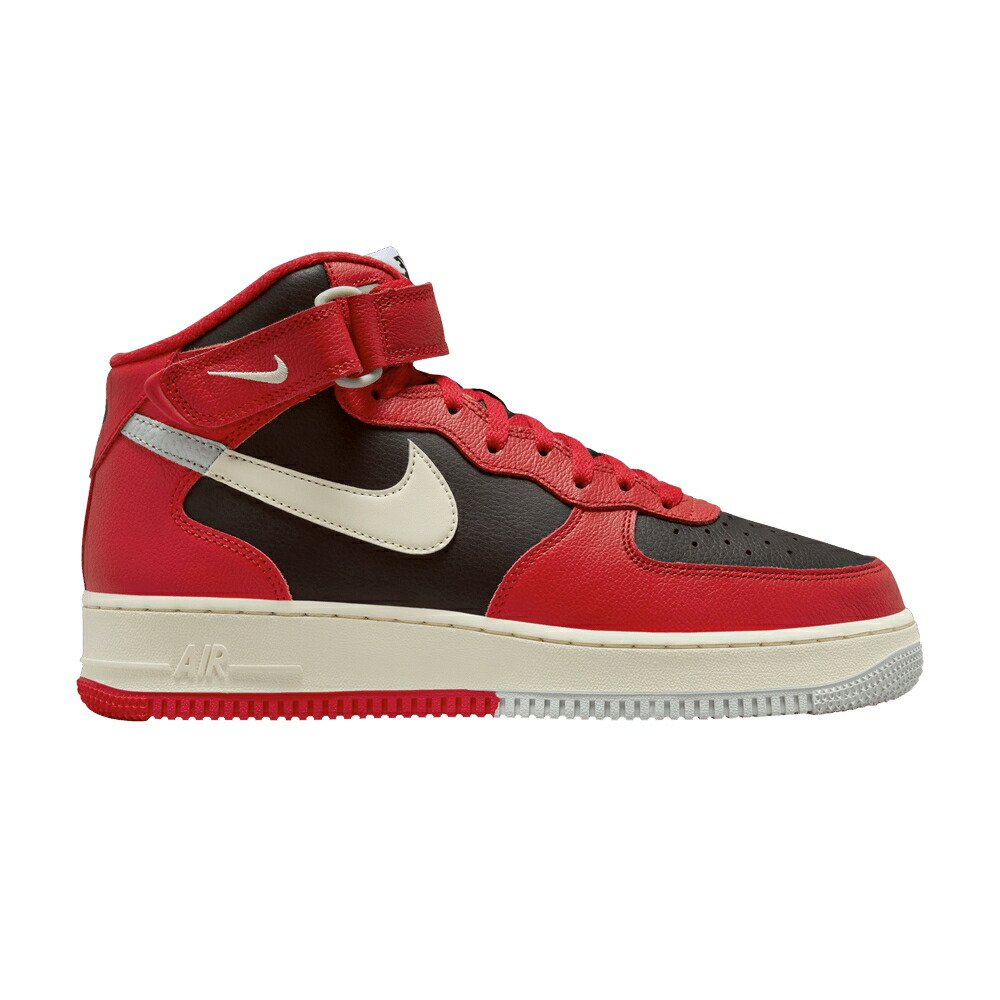 ナイキ ミッド 赤 レッド 黒色 ブラック 銀色 シルバー エアフォース 07 PLIT BLACK スニーカー メンズ NIKE AIR FORCE 1 MID LV8 - UNIVERSITY RED / BLACK COCONUT MILK LIGHT SILVER