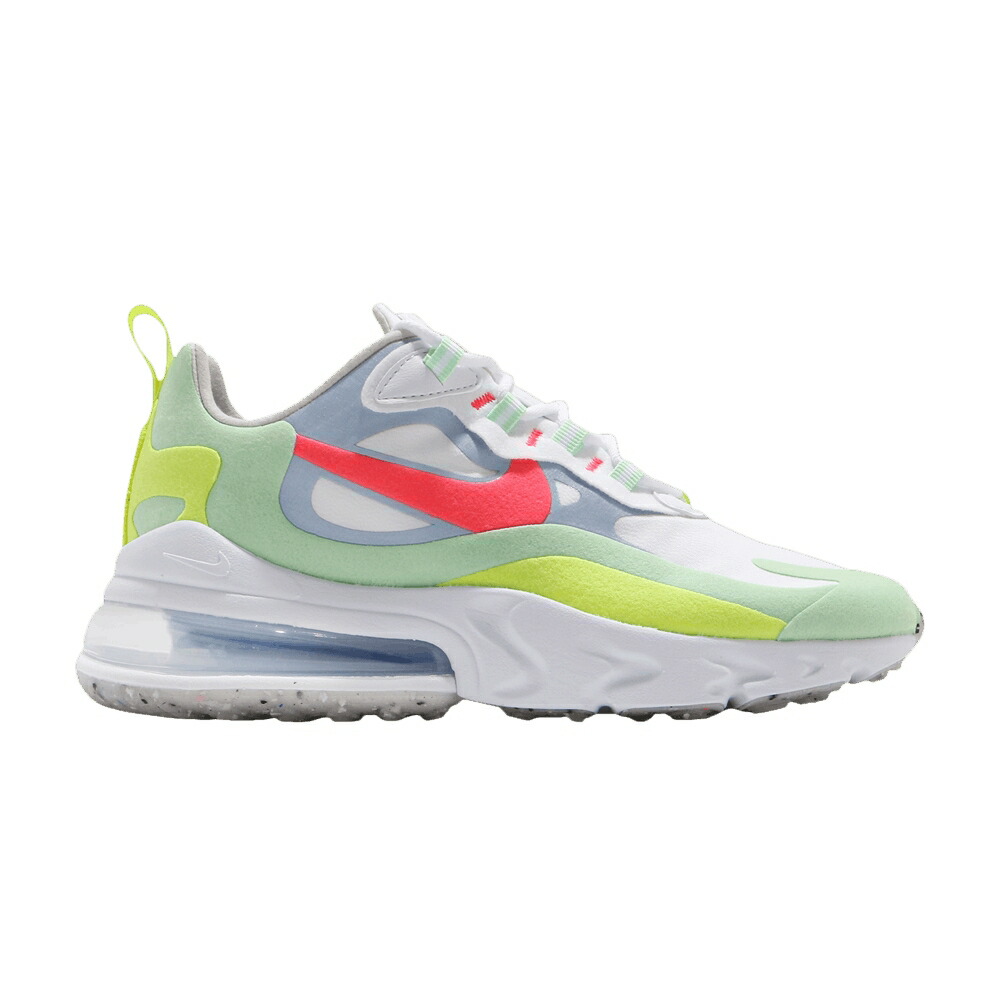 ナイキ マックス リアクト 白色 ホワイト クリムゾン エアマックス REGRIND GREEN スニーカー レディース NIKE WMNS AIR MAX 270 REACT SOLES - CUCUMBER / WHITE FLASH CRIMSON CUCUMBER