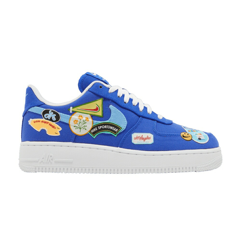 ナイキ 青色 ブルー 白色 ホワイト エアフォース 07 PATCHED ロサンゼルス スニーカー メンズ NIKE AIR FORCE 1 UP - LOS ANGELES / RACER BLUE UNIVERSITY BLUE WHITE
