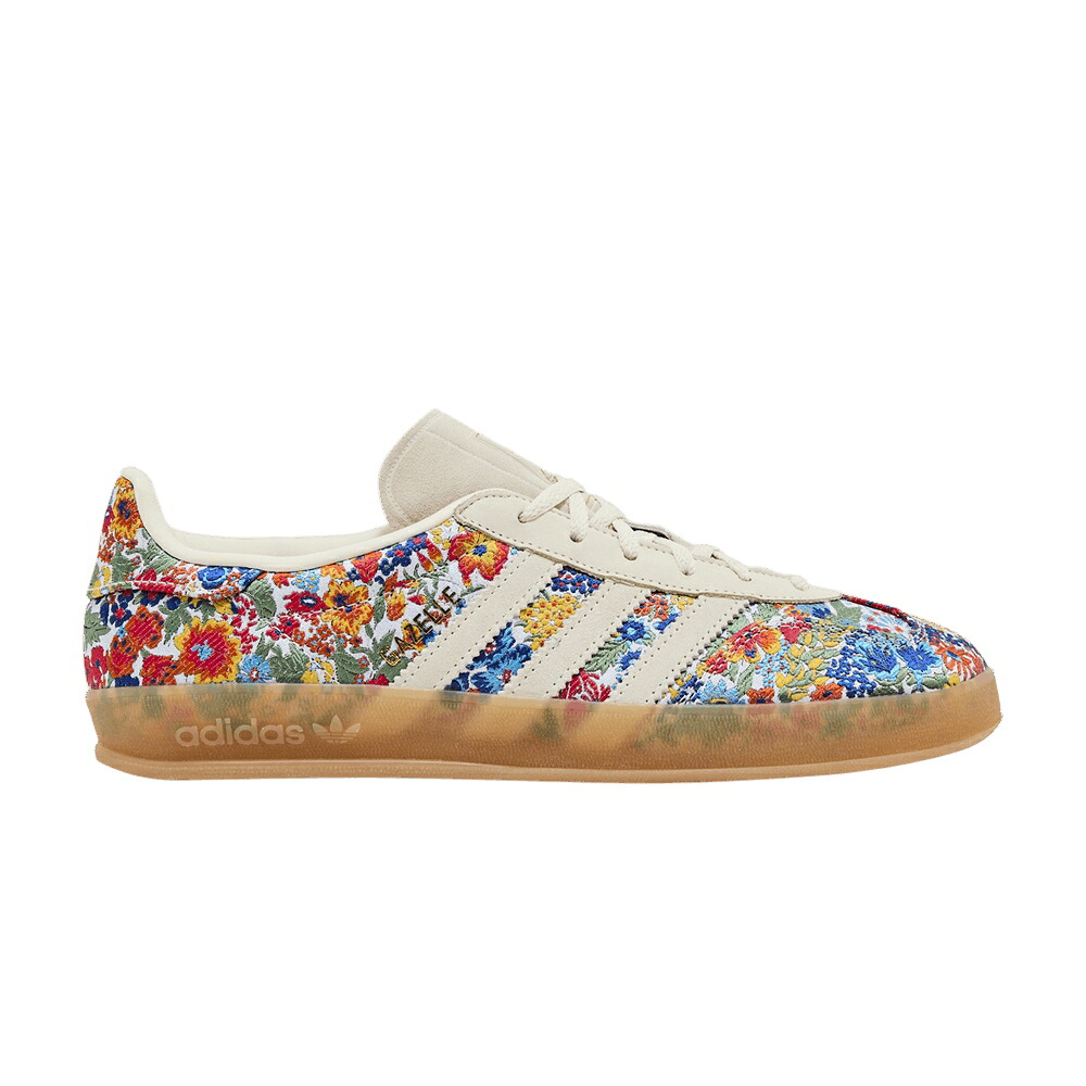 アディダス ガゼル 白色 ホワイト 緑 グリーン 'FLORAL EMBROIDERY' スニーカー レディース ADIDAS LIBERTY LONDON X WMNS GAZELLE INDOOR / OFF WHITE GUM COLLEGIATE GREEN｜スニケス