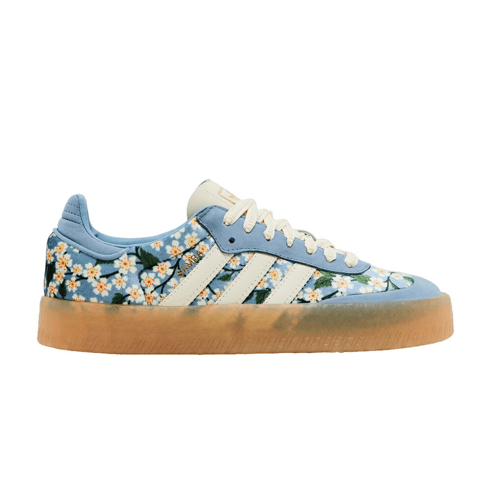 アディダス 皮膚軟化剤 青み 青色 白いこと 白いこと ゴールド \u0027BLUE WHITE\u0027 スニーカー レディース ADIDAS LIBERTY LONDON X WMNS SAMBAE CREAM / BLUE CREAM WHITE GOLD METALLIC