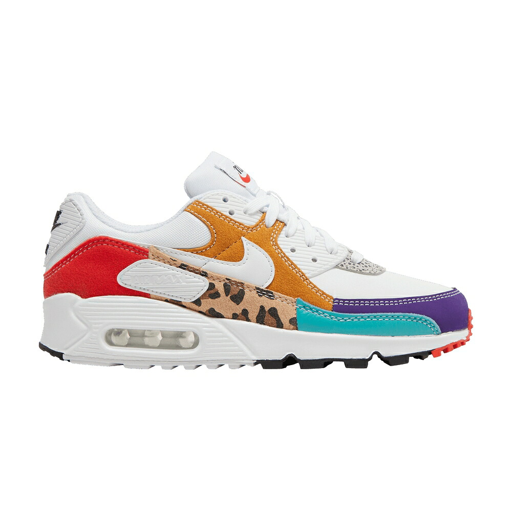 ナイキ マックス 白色 ホワイト カリー 赤 レッド エアマックス 'SAFARI MIX' スニーカー レディース NIKE WMNS AIR MAX 90 / WHITE LIGHT CURRY HABANERO RED｜スニケス