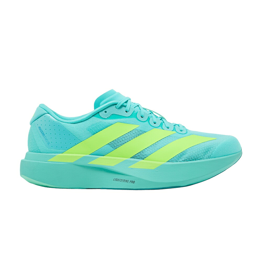 アディダス アディゼロ アクア \u0027FLASH LEMON\u0027 スニーカー メンズ ADIDAS ADIZERO EVO SL AQUA LUCID / FLASH AQUA LUCID LEMON MINT TON