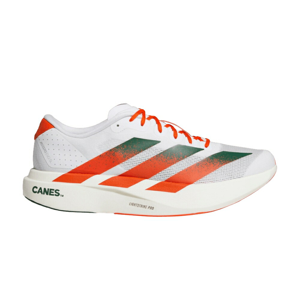 アディダス アディゼロ 白色 ホワイト 緑 グリーン MIAMI スニーカー メンズ ADIDAS NCAA X ADIZERO EVO SL / FOOTWEAR WHITE DARK GREEN