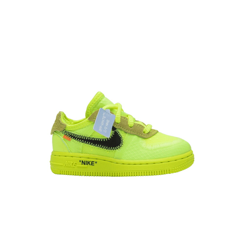 ナイキ オフホワイト 黒色 ブラック 翡翠 ジェード エアフォース \u0027VOLT\u0027 ベビー NIKE OFF-WHITE X AIR FORCE 1 LOW TD / VOLT CONE BLACK HYPER JADE