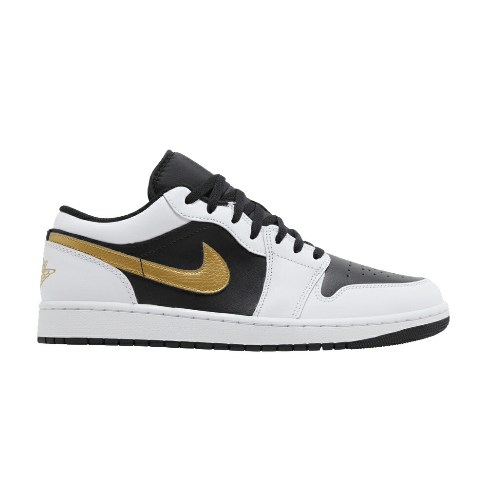 ナイキ 白色 ホワイト 黒色 ブラック ゴールド エアジョーダン 'GOLD SWOOSH' スニーカー メンズ AIR JORDAN AIR JORDAN 1 LOW / WHITE BLACK METALLIC GOLD