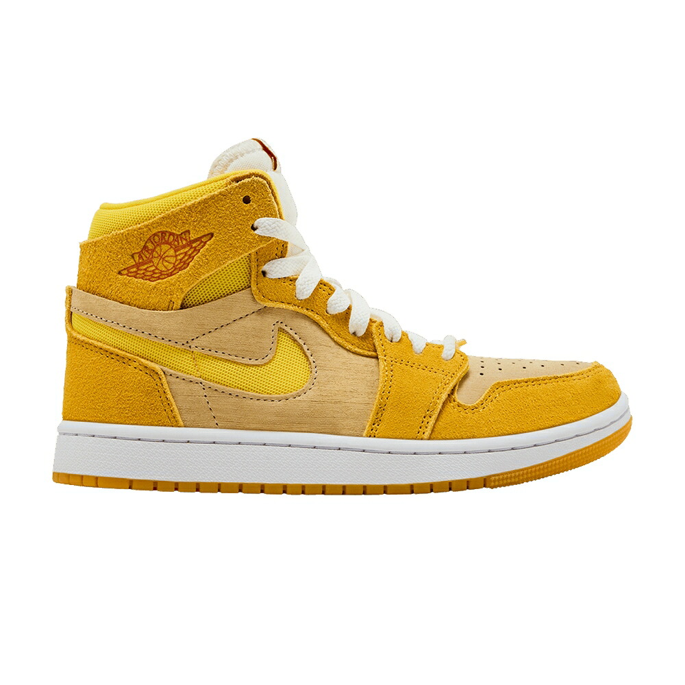 ナイキ 御機嫌 望遠レンズ 黄味がかった 黄色 エアジョーダン \u0027YELLOW OCHRE\u0027 スニーカー レディース AIR JORDAN WMNS AIR JORDAN 1 HIGH ZOOM COMFORT 2 / YELLOW OCHRE TOUR YELLOW PALE