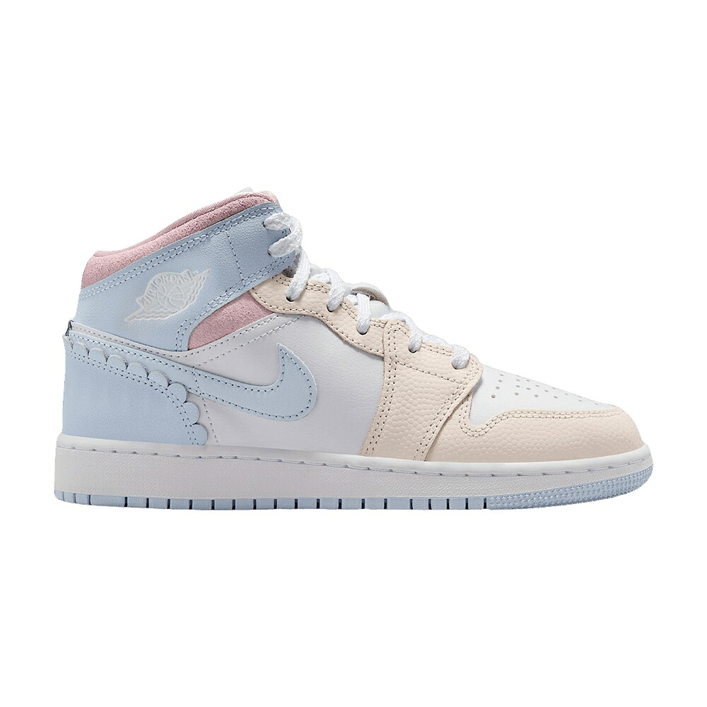 ナイキ ミッド ハーフ 青色 ブルー アイボリー 白色 ホワイト エアジョーダン 'HALF BLUE' ジュニア キッズ AIR JORDAN AIR JORDAN 1 MID SE GS / HALF BLUE PALE IVORY WHITE HALF ベビー マタニティ スニーカ