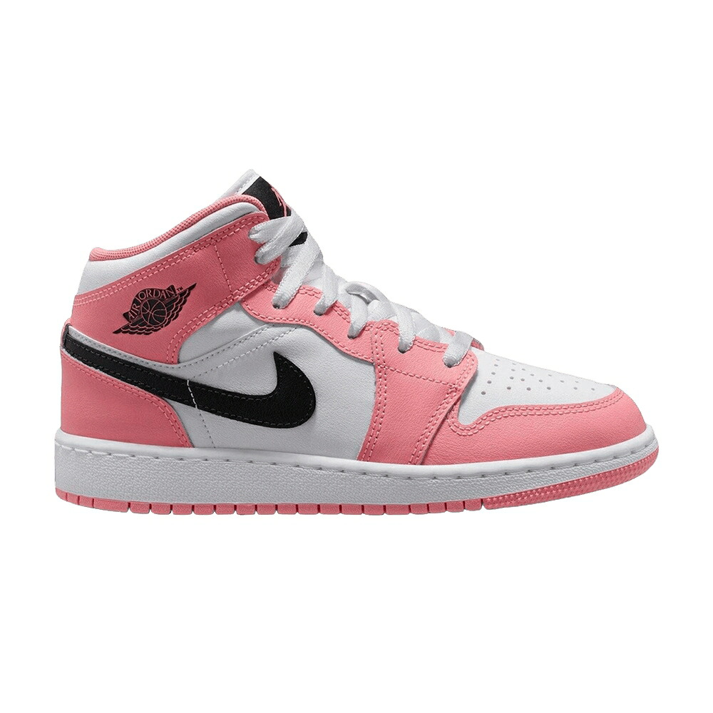 ナイキ ミッド ピンク 白色 ホワイト 黒色 ブラック エアジョーダン 'PINK GAZE' ジュニア キッズ AIR JORDAN AIR JORDAN 1 MID GS / PINK GAZE WHITE BLACK ベビー マタニティ スニーカー｜スニケス