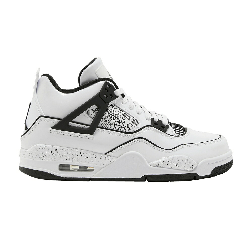 ナイキ 白色 ホワイト 黒色 ブラック エアジョーダン 'DIY' ジュニア キッズ AIR JORDAN AIR JORDAN 4 RETRO GS / WHITE BLACK VOLT ベビー マタニティ スニーカー