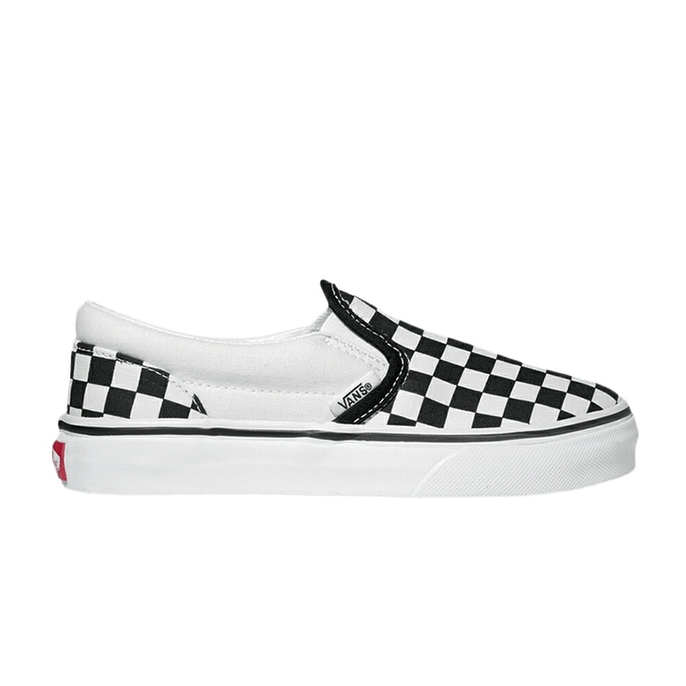 ヴァンズ バンズ クラシック スリッポン 'CHECKERBOARD' スニーカー メンズ VANS CLASSIC SLIP-ON KIDS / BLK TRUWHT｜スニケス