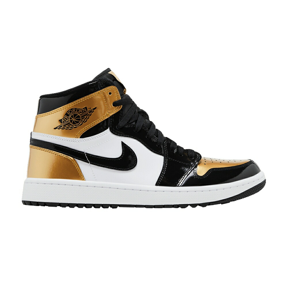 ナイキ ハイ ゴルフ 黒色 ブラック ゴールド 白色 ホワイト エアジョーダン GOLD TOE スニーカー メンズ AIR JORDAN AIR JORDAN 1 HIGH GOLF / BLACK METALLIC GOLD WHITE