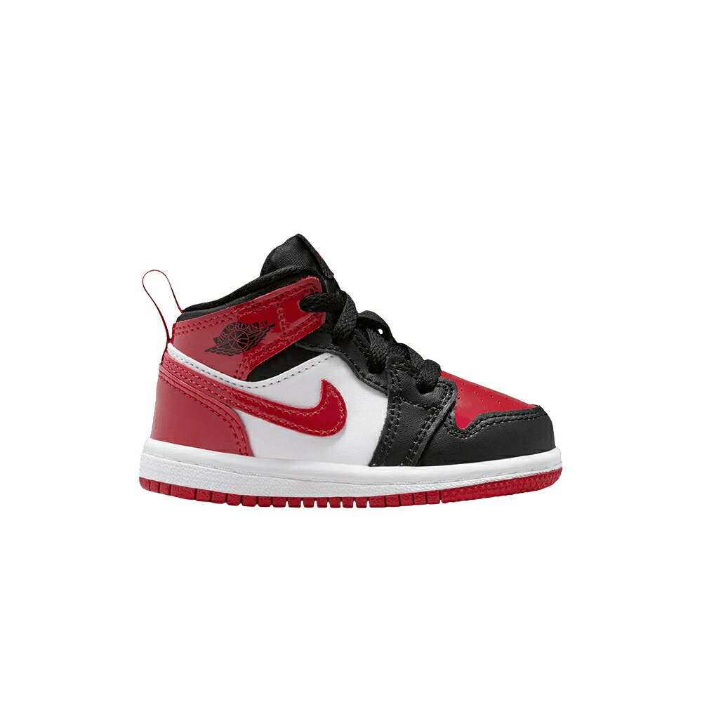 ナイキ ミッド 黒色 ブラック 赤 レッド 白色 ホワイト エアジョーダン 'PATENT TOE' ベビー AIR JORDAN AIR JORDAN 1 MID SE TD BRED / BLACK VARSITY RED WHITE｜スニケス