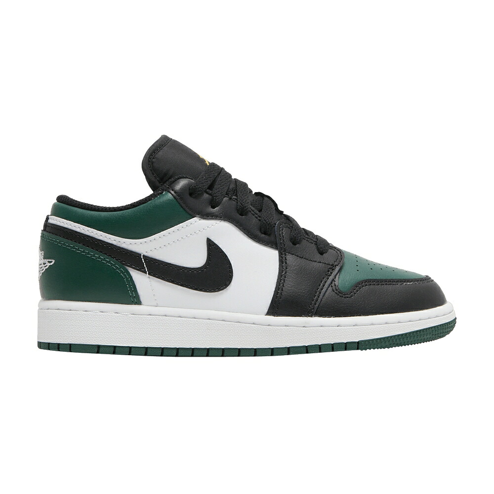 ナイキ 緑 グリーン 白色 ホワイト 黒色 ブラック エアジョーダン 'GREEN TOE' ジュニア キッズ AIR JORDAN AIR JORDAN 1 LOW GS / NOBLE GREEN POLLEN WHITE BLACK ベビー マタニティ スニーカー|スニケス