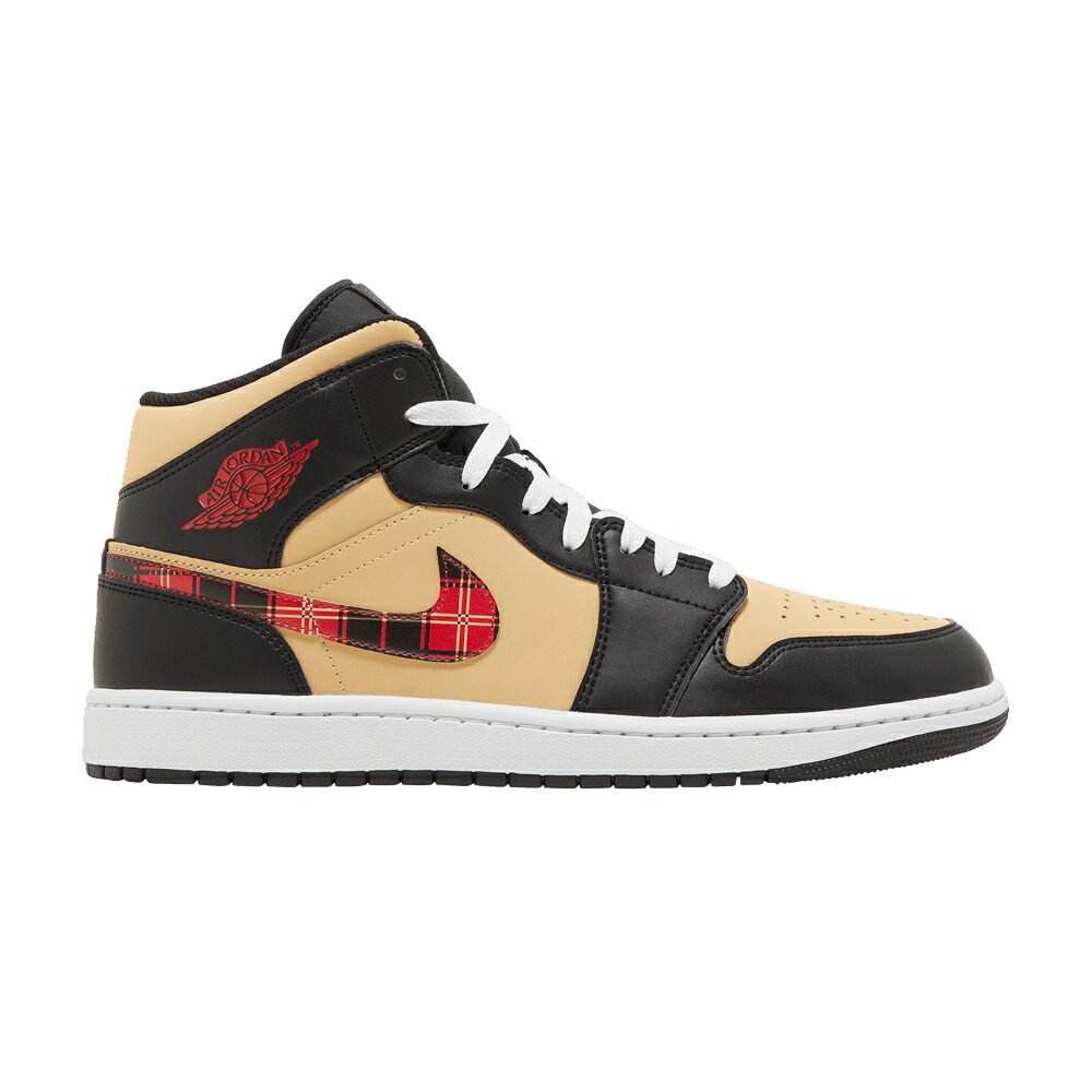 ナイキ ミッド 黒色 ブラック ファイア 赤 レッド エアジョーダン TARTAN SWOOSH スニーカー メンズ AIR JORDAN AIR JORDAN 1 MID SE / BLACK SESAME FIRE RED MULTI