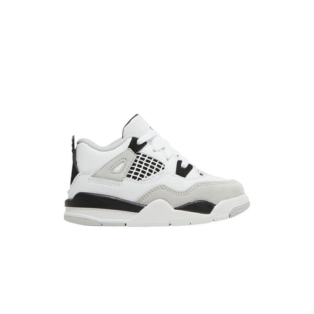 ナイキ 白色 ホワイト 黒色 ブラック 灰色 グレー エアジョーダン 'MILITARY BLACK' ベビー AIR JORDAN AIR JORDAN 4 RETRO TD / WHITE BLACK NEUTRAL GREY