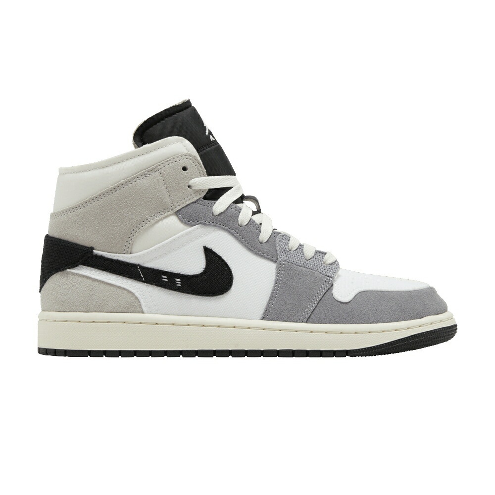 ナイキ ミッド 灰色 シメント グレー 黒色 ブラック 白色 ホワイト テック エアジョーダン INSIDE GREY スニーカー メンズ AIR JORDAN AIR JORDAN 1 MID SE CRAFT OUT - CEMENT / CEMENT GREY BLACK WHITE TECH