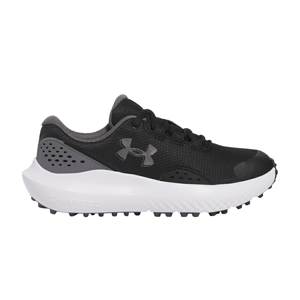 ゴルフ 黒色 ブラック アンダーアーマー 'BLACK CASTLEROCK' ジュニア キッズ UNDER ARMOUR UNDER ARMOUR SURGE GOLF GS / BLACK CASTLEROCK METALLIC GUN ベビー マタニティ スニーカー｜スニケス