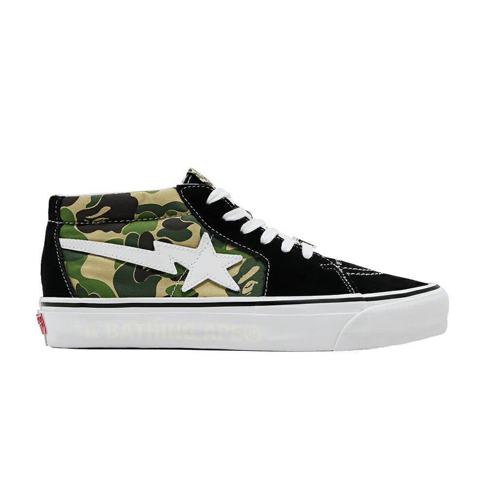 ヴァンズ バンズ 緑 緑であること \u0027ABC CAMO\u0027 スニーカー メンズ VANS BAPE X SK8-MID 83 / GREEN