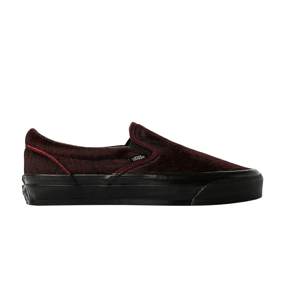 ヴァンズ バンズ クラシック スリッポン ワイン色 バーガンディー 黒色 ブラック 'PONY BLACK' スニーカー メンズ VANS CLASSIC SLIP-ON 98 LX HAIR BURGUNDY / BURGUNDY BLACK