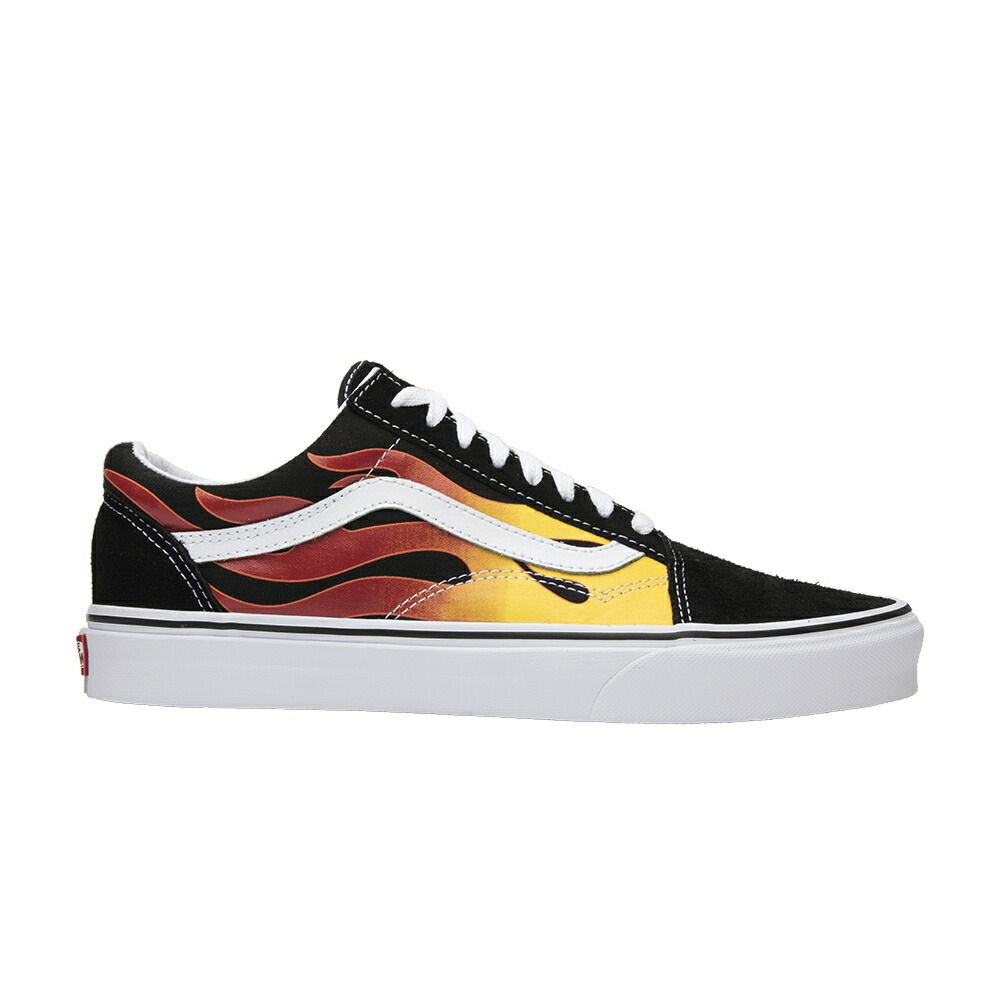 ヴァンズ バンズ 黒色 ブラック 白色 ホワイト オールドスクール 'FLAMES' スニーカー メンズ VANS OLD SKOOL / BLACK TRUE WHITE