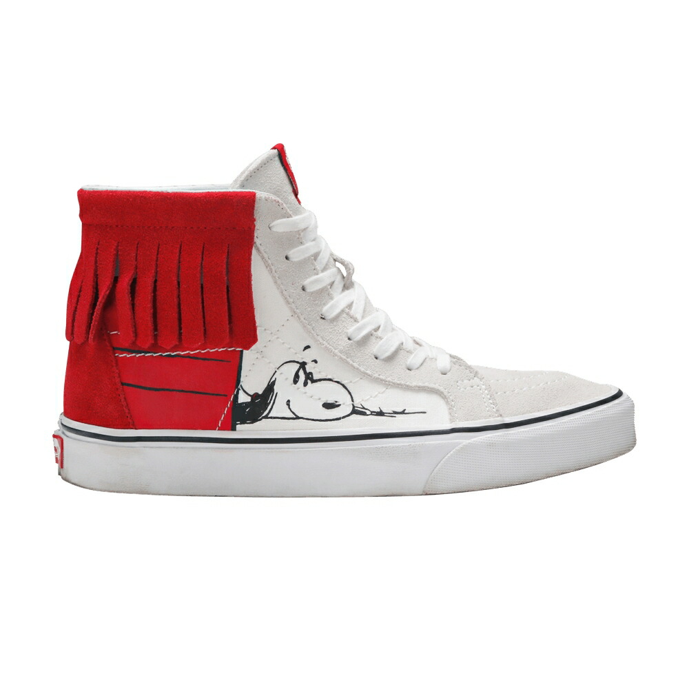 ヴァンズ バンズ 滑る御機嫌 赤 赤いこと 白いこと 白いこと \u0027DOG HOUSE\u0027 スニーカー メンズ VANS PEANUTS X SK8-HI MOC / BONE RED WHITE