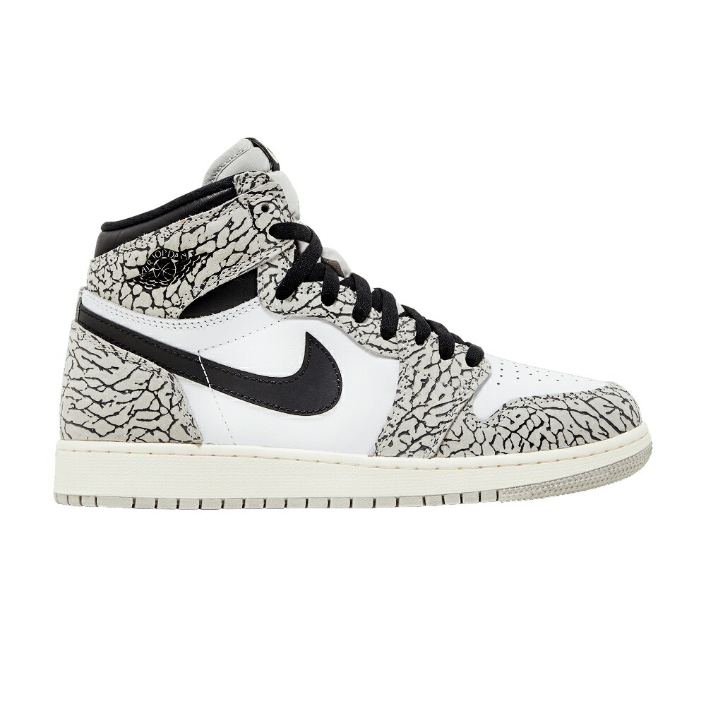 ナイキ ハイ テック 灰色 グレー 黒色 ブラック 白色 ホワイト エアジョーダン 'WHITE CEMENT' ジュニア キッズ AIR JORDAN AIR JORDAN 1 RETRO HIGH OG GS / TECH GREY MUSLIN BLACK WHITE ベビー マタニティ ス