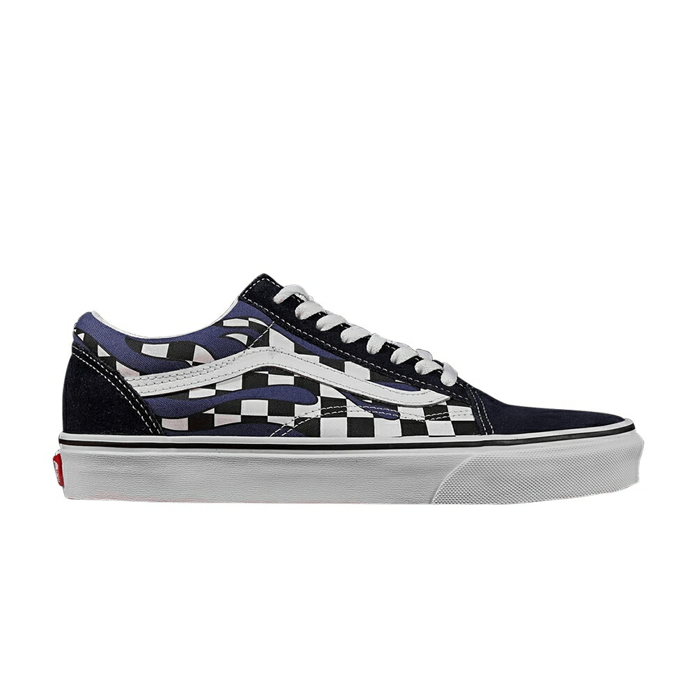 ヴァンズ バンズ 青み 青色 白いこと 白いこと 年寄りの学校 \u0027CHECKER FLAME\u0027 スニーカー メンズ VANS OLD SKOOL / BLUE CHECKER TRUE WHITE