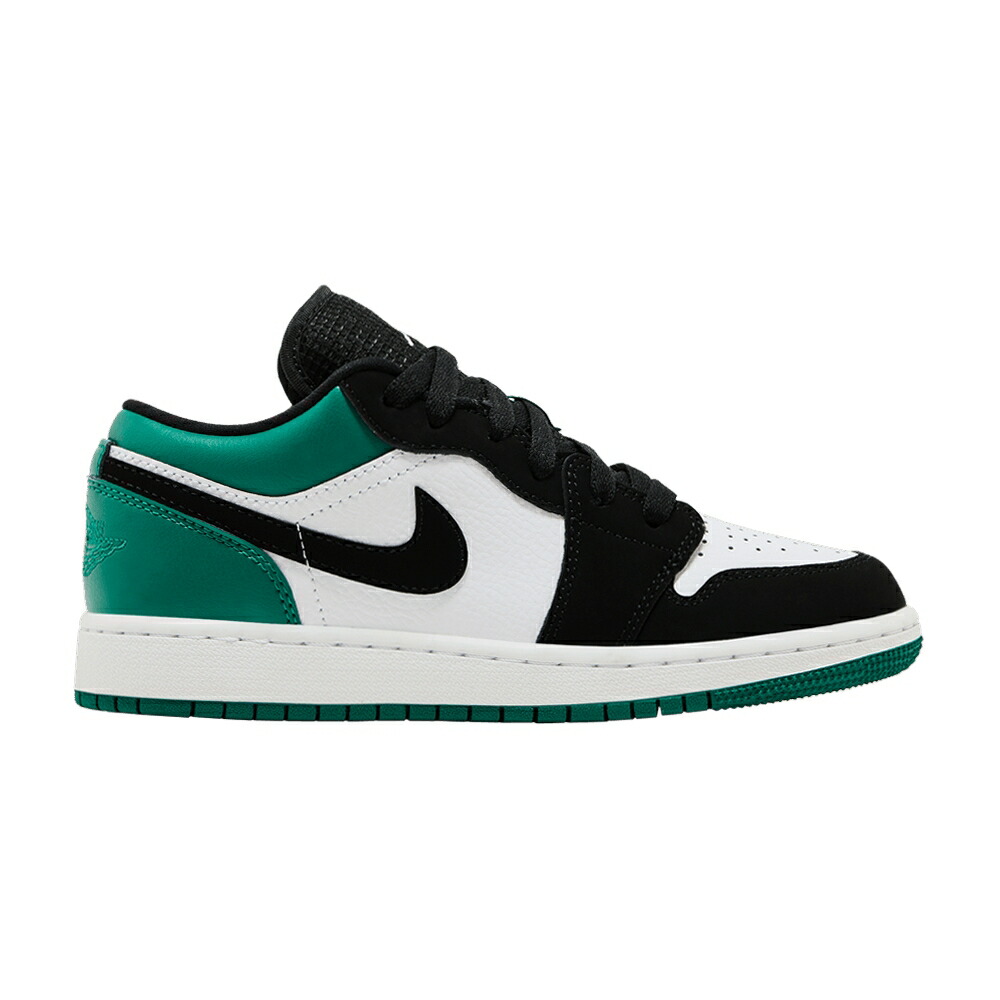 ナイキ 白いこと 白いこと 黒いこと 黒いこと 緑 緑であること エアジョーダン \u0027MYSTIC GREEN\u0027 お坊っちゃん キッズ AIR JORDAN AIR JORDAN 1 LOW GS / WHITE BLACK MYSTIC GREEN もの言う花 マタニティ スニーカー
