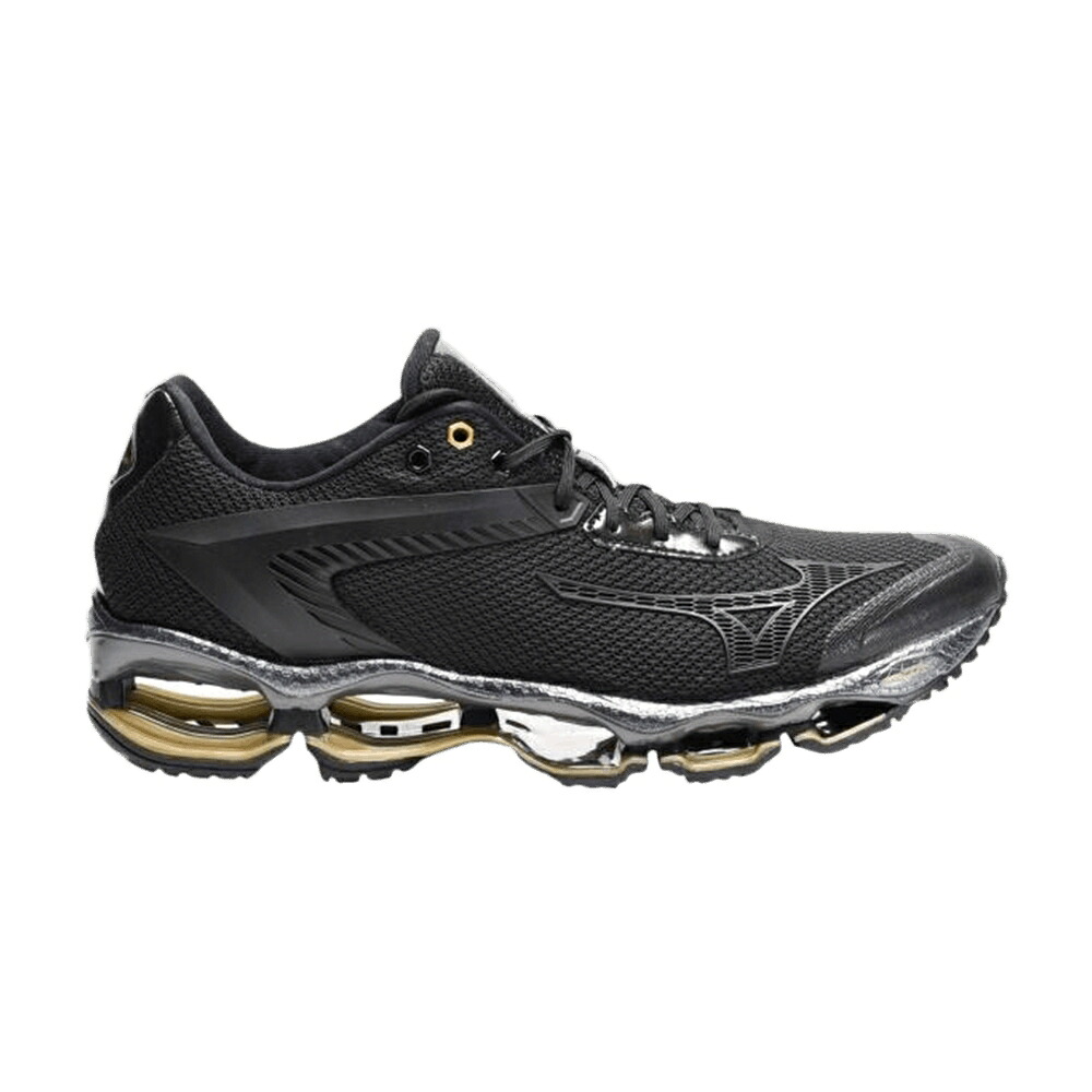 ミズノ 縮くれる ウェイブ 黒いこと 黒いこと ゴールド スニーカー メンズ MIZUNO AUTOMOBILI LAMBORGHINI X WAVE TENJIN / BLACK GOLD スニーカー-靴