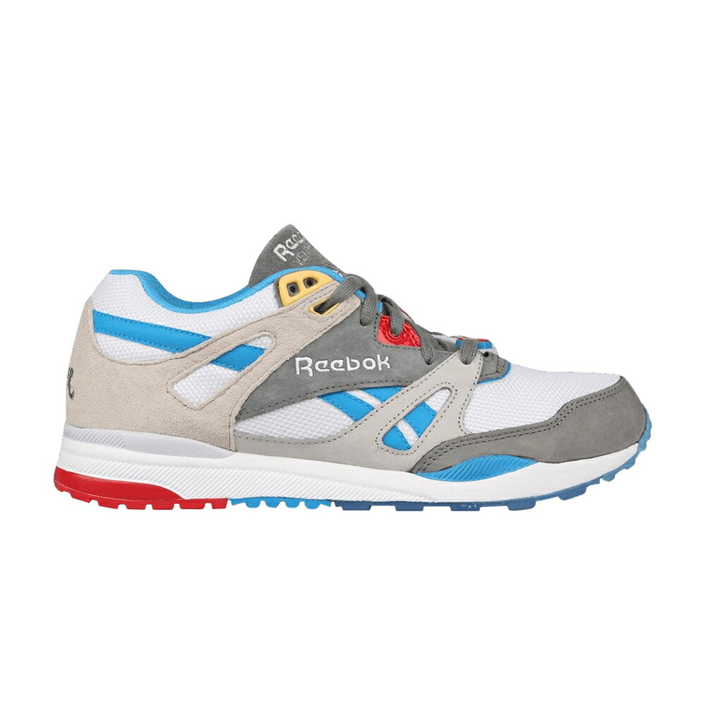リーボック ラバー 灰色 グレー 銀色 スチール 白色 ホワイト 青色 ブルー 'BOBLO BOAT' スニーカー メンズ REEBOK BURN RUBBER X VENTILATOR / GREY STEEL WHITE BLUE｜スニケス