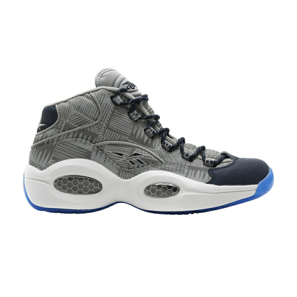 リーボック クエスチョン ミッド 灰色 グレー 藍色 インディゴ クエスチョンミッド 'GEORGETOWN' スニーカー メンズ REEBOK MAJOR X QUESTION MID / TIN GREY FAUX INDIGO WHT|スニケス