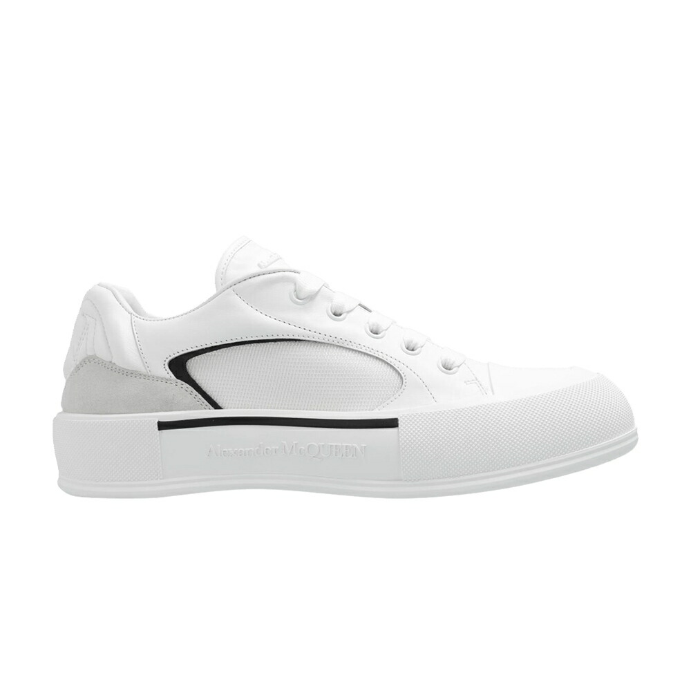 アレキサンダーマックイーン 滑る 白いこと 白いこと 黒いこと 黒いこと \u0027WHITE BLACK\u0027 スニーカー メンズ ALEXANDER MCQUEEN ALEXANDER MCQUEEN SKATE DECK PLIMSOLL LOW / WHITE BLACK スニーカー-メンズ靴