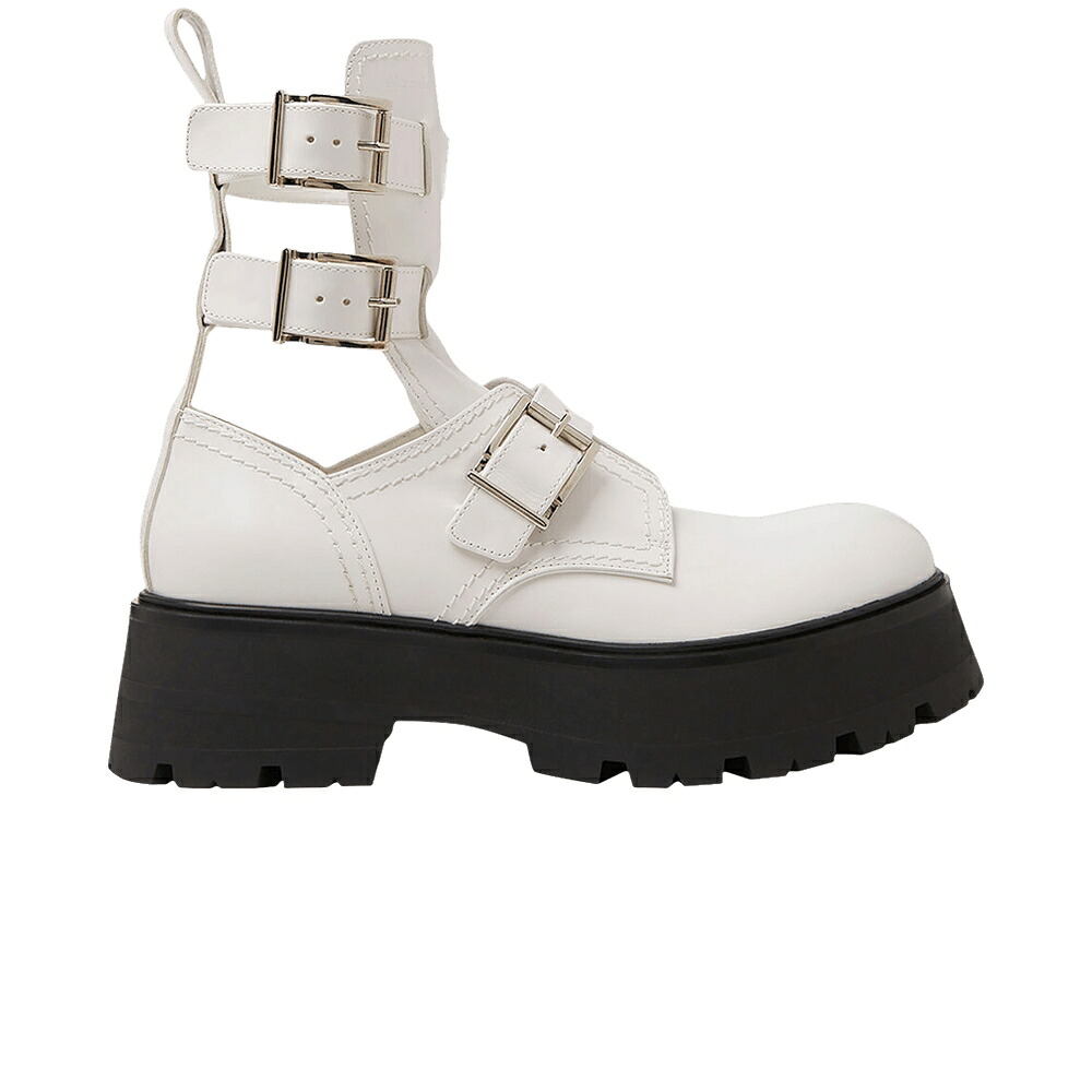 アレキサンダーマックイーン バックル ブーツ 白いこと 白いこと 黒いこと 黒いこと \u0027WHITE BLACK\u0027 スニーカー レディース ALEXANDER MCQUEEN ALEXANDER MCQUEEN WMNS BUCKLE FASTENING ANKLE BOOTS / WHITE BLACK