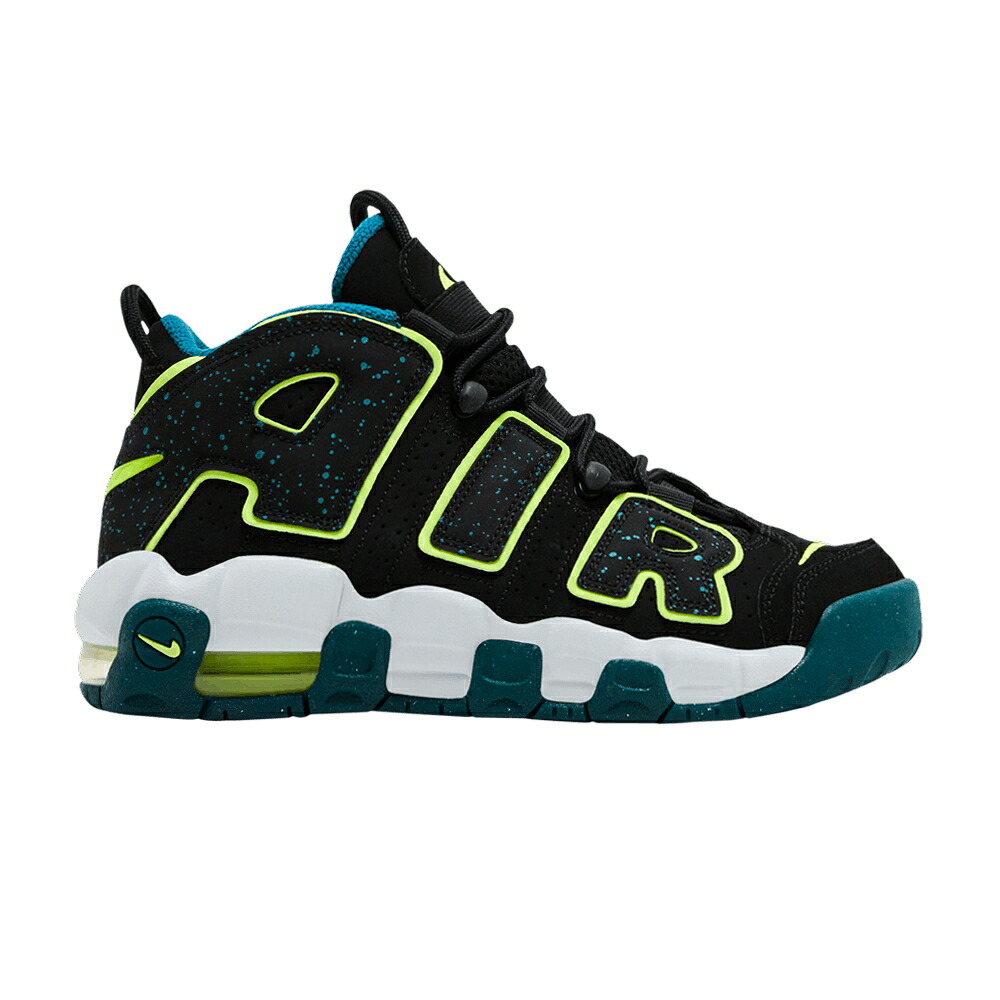 ナイキ アップテンポ 黒色 ブラック 翡翠 ジェード エアモアアップテンポ モアテン 'BLACK TEAL' ジュニア キッズ NIKE AIR MORE UPTEMPO GS GEODE / BLACK GEODE TEAL CLEAR JADE VOLT ベビー マタニティ スニ|スニケス