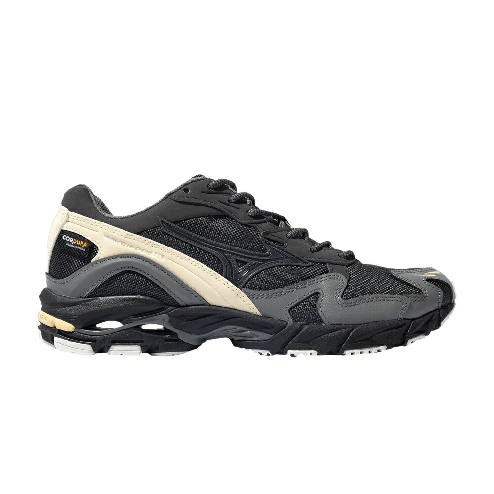 ミズノ ウェーブ ウェイブ 黒色 ブラック 砂色 サンド CORDURA SHADE スニーカー メンズ MIZUNO WAVE RIDER 10 PACK - BLACK SAND QUIET / BLACK SAND QUIET SHADE