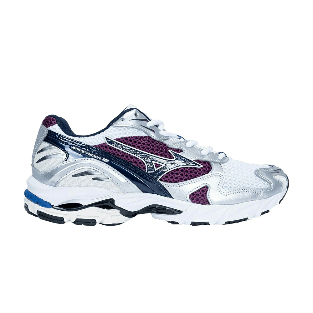 ミズノ 縮くれる ウェイブ 白いこと 白いこと 紫 パープル \u0027WHITE PURPLE\u0027 スニーカー メンズ MIZUNO WAVE RIDER 10 / WHITE PURPLE